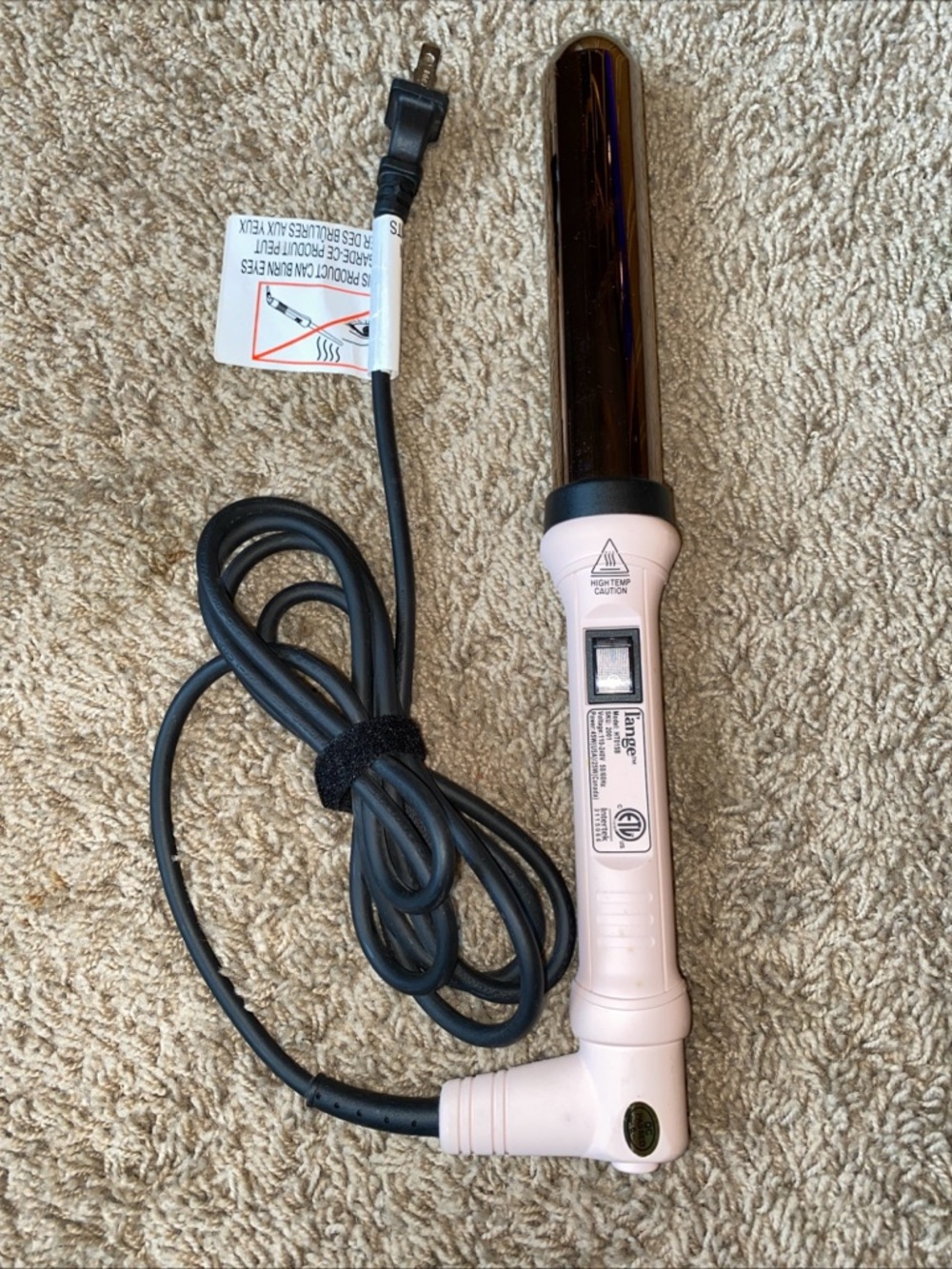 L'ange Hair Curling Wand HT015B Lange 2001 Iron 1 Inch Titanium Pink Works